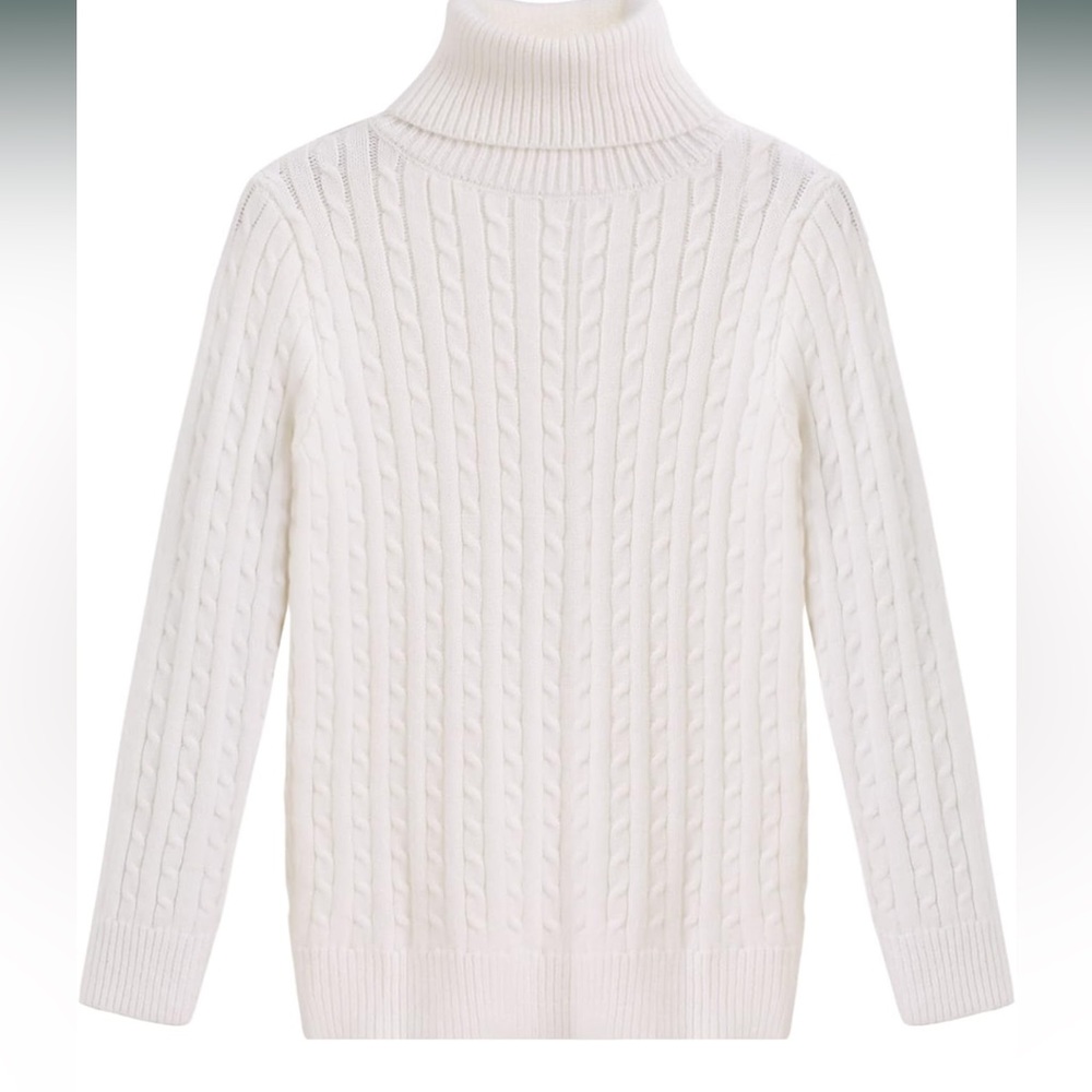 Boys Ribbed turtleneck cable knitted sweater